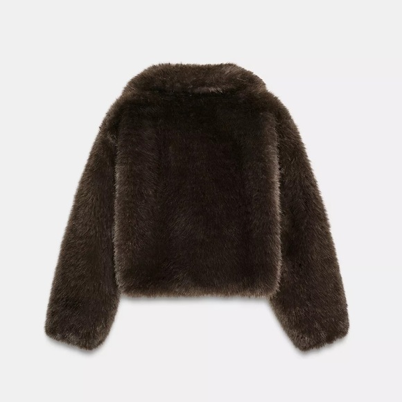 Zara SHORT FAUX FUR COAT - Picture 5 of 6